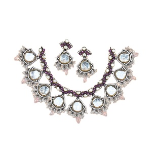 Experts en vente 100% engagement de qualité beau design collier de princesse Polki blanc avec boucles d'oreilles pendantes pour les femmes - Product Image 1