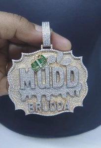 จี้เพชรโมอิสซาไนต์ VVS สั่งทำชื่อได้ จี้เงินแท้ 925 ชุบทอง จี้ตัวอักษรหรูหรา จี้อักษรย่อ จี้ฮิปฮอป - Product Image 2