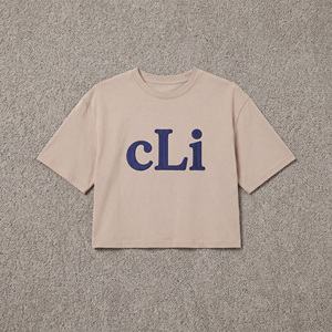 เสื้อปักลายพัฟสำหรับผู้หญิง สีเบจ สวมใส่สบาย ทรงหลวม ครอปท็อป ไหล่ตก ใส่ได้ทุกฤดู สไตล์สตรีทแวร์ลำลอง โอเวอร์ไซส์ แบบครอป - Product Image 3