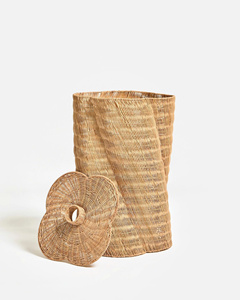 Handmade Rattan Storage <b>Basket</b> With Floral Lid Rattan Kid <b>Hamper</b> Wicker Organizer <b>Basket</b> Nursery Kids Room Playroom Montessori - Product Image 5