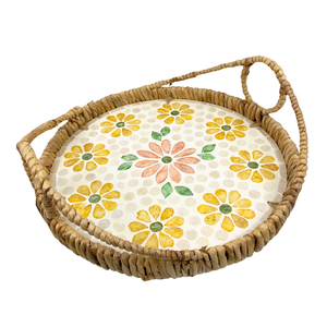 ถาดเสิร์ฟ MDF ทำด้วยมือพร้อมคาปิสแบบฝังดอกไม้หรูหราลวดลายดอกไม้สำหรับใช้ในบ้าน - Product Image 3