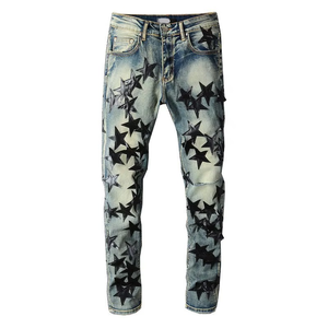 Jeans pour hommes sur mesure en gros, coupe slim, décontractés, design tendance, en denim - Product Image 1