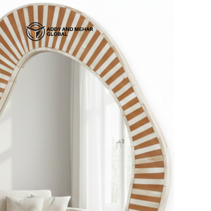 Espejo de Pared Cuadrado Art Deco de MDF Hecho a Mano con Rayas Irregulares, Espejo de Pared Decorativo Moderno y Ecológico para Bodas - Product Image 3