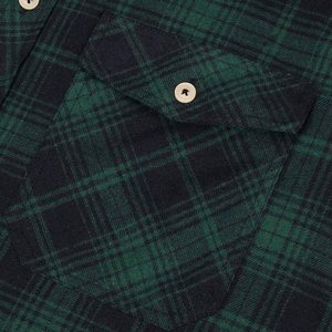 Chemise en flanelle unie à manches longues pour homme, coupe classique, vert et bleu marine, 100% coton respirant, de haute qualité - Product Image 5