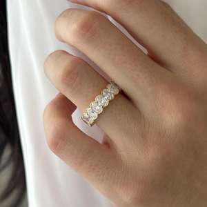 UNIQUE 4.5 Carat Oval Bezel Set Eternity Band , Yellow Gold Lab Grown Diamond Full Eternity <b>Stacking</b> <b>Ring</b> - Product Image 4