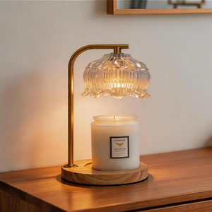 Lampe chauffe-cire vintage à abat-jour en verre, électrique, à intensité variable, avec minuterie, pour aromathérapie de bureau et usage domestique - Product Image 4