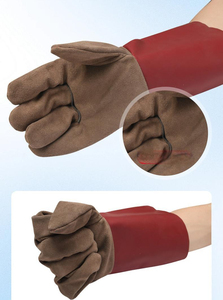Professional Safety <b>Cow</b> Split Leather Full Finger Heat Resistant Fire Proof Welding Gloves Custom Men Women Durable Gloves - Product Image 5