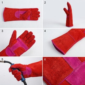 Gants de soudage en cuir pleine fleur robustes, paume renforcée et doublure intérieure en polaire, résistants aux hautes températures, protection pour les travailleurs - Product Image 4