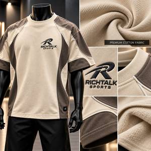Men's <b>Raglan</b> <b>Sleeve</b> <b>T</b>-<b>Shirt</b> O-Neck Breathable Cotton Jersey Oversized Fit Quick Dry 220g Front Logo Printed - Product Image 6