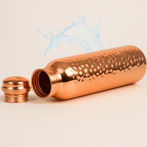 Bouteille d'eau en cuivre pur, artisanale, vaisselle ayurvédique pour le bien-être, le yoga, la méditation et l'hydratation consciente - Product Image 4