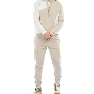 Men Color Blocking Hooded Tracksuit <b>Set</b> Full Sleeve Breathable Cotton Casual Autumn Wear Regular Fit With Side Pockets - Product Image 1