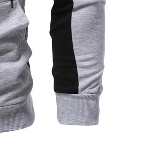 Sweat à capuche zippé pour homme personnalisé en polaire premium avec empiècements latéraux contrastants et cordon de serrage, style streetwear décontracté - Product Image 3