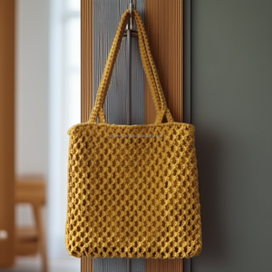 Yellow Handwoven Macrame Tote with Two Straps Sustainable Macrame <b>Bag</b> for <b>Beach</b> Days Hand knotted Tote <b>Bags</b> - Product Image 2
