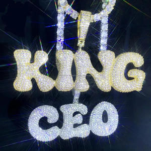 Custom <b>Name</b> Pendant Lab Grown Diamond Iced Out Necklace Gold <b>Chain</b> Luxury Statement Jewelry - Product Image 2