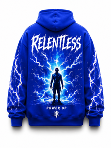 Custom <b>Blue</b> Lightning Graphic 100% Cotton Winter Print Hoodie Regular Fit Streetwear Pullover Unisex OEM ODM - Product Image 2