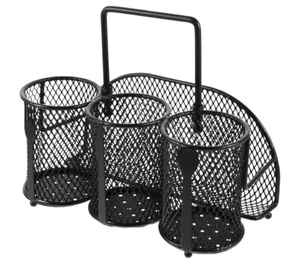 Porta Cubiertos Giratorio de Metal Negro, Organizador de Cuchillos, Tenedores y Cucharas de 360 Grados, Soporte de Almacenamiento de Utensilios de Cocina con Base de Madera - Product Image 4