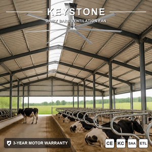 พัดลมเพดาน HVLS ประสิทธิภาพสูง พร้อมระบบปรับความเร็วอัตโนมัติด้วยเซ็นเซอร์ตรวจจับน้ำหนักสำหรับฟาร์มปศุสัตว์ - Product Image 1