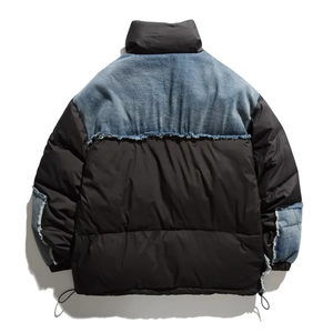 <b>White</b> Hooded Down <b>Puffer</b> <b>Jacket</b> Unisex Casual Winter Short Zipper Closure Thick Loose Fit Windproof Solid Color Polyester Shell - Product Image 5