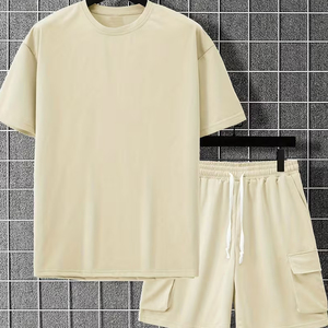 Custom Men Summer <b>Set</b> Manufacturer Cotton Cargo Shorts T Shirt Casual OEM Private Label Bulk - Product Image 4