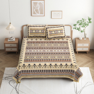 Artistic Leaf Hand Block Printed 100% Cotton 200TC All-Season Customized <b>Bedspread</b> Simple Quality <b>Floral</b> Pattern Anti-Dust Mite - Product Image 3