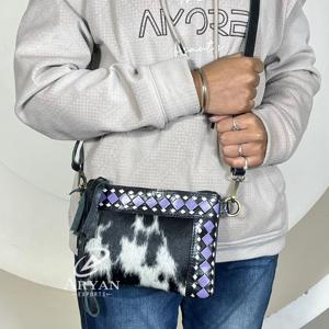 Sac bandoulière élégant en cuir de vachette véritable à motif à carreaux, idéal pour les femmes, parfait pour un usage quotidien – Collection Mars Expo 2026 - Product Image 1