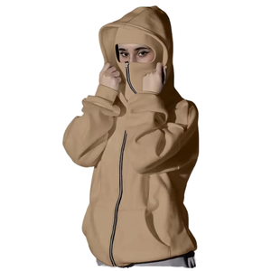 Chaqueta con Capucha y Cremallera, Transpirable, de Poliéster, Doble Capa, Estilo Hip Hop Y2K, para Primavera/Invierno, para Hombre y Mujer - Product Image 1