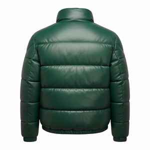 Cold Climate Soft Sheep Leather <b>Hooded</b> Waterproof Puffer <b>Jacket</b> Reversible Design Durable Craftsmanship Smooth Finish Front Logo - Product Image 2