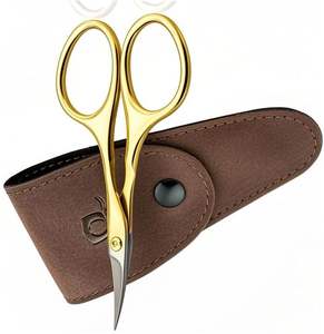 Tijeras para Uñas de Alta Calidad, Acero Inoxidable Dorado con Funda de Cuero, Tijeras de Belleza - Product Image 3