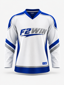 Camiseta de Hockey sobre Hielo para Hombre F2WIN, Cuello en V, Manga Larga, Malla Sublimada Transpirable, Ropa Deportiva Negra, Dorada y Blanca, Nombre del Equipo Personalizado - Product Image 2