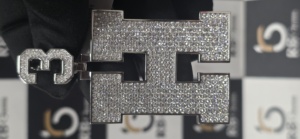 Colgante Estilo Hip Hop con Incrustaciones de Diamantes, Número 3, Plata 925 con Baño de Rodio, Certificado EGL, Joyería Unisex - Product Image 2