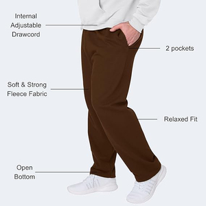 Pantalon de jogging décontracté en coton marron pour homme, taille élastique, poches latérales, respirant, poids moyen, idéal pour l'automne - Product Image 5