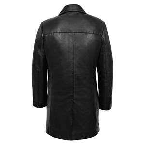 Abrigo de Cuero Genuino de Cordero para Hombre, Clásico con Botones, Largo, para Invierno, Fabricación Personalizada OEM ODM - Product Image 2