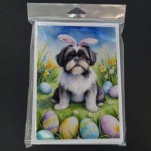 Whimsical Shih Tzu Easter Egg Hunt A7 Tamaño 5x7 Tarjetas de notas en blanco Paquete de 8 con sobres para saludos y notas - Product Image 3