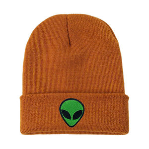 Jacquard 3D Embroidery Cuffed <b>Beanie</b> Knit Winter Hat Soft Acrylic Unisex Streetwear Breathable <b>Waterproof</b> Skull Cap for Cold - Product Image 1