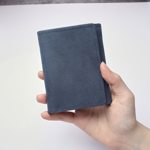 Cartera Triple de Cuero Genuino Hecha a Mano para Hombre, con Logotipo Personalizado, Estilo Vintage, Tarjetero de Cuero Real, Billetera Pequeña LTW-0124 - Product Image 2
