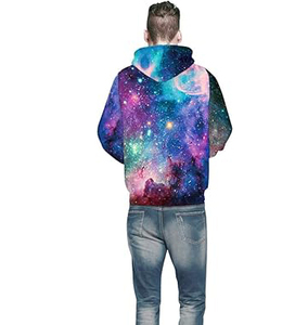 Sudadera con Capucha Unisex con Estampado de Galaxia, Corte Regular, Informal, Transpirable, de Poliéster Tejido, Estilo Otoñal, Gran Venta - Product Image 3