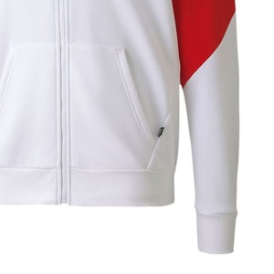 Sudadera con Capucha Blanca Vintage para Hombre, 100% Algodón, Cierre Frontal con Cremallera, Corte Regular, Informal, con Paneles Rojos y Negros, para Invierno - Product Image 4
