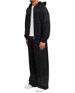 Conjuntos Deportivos de Hombre con Cremallera y Pedrería Brillante, Ropa Urbana con Lentejuelas, Conjuntos Deportivos con Cremallera, Sudaderas con Capucha Extra Grandes de Moda, Pantalones Deportivos OEM - Product Image 3