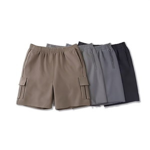 Shorts cargo décontractés pour hommes de haute qualité, taille élastique, en coton uni, pour la course à pied, la natation et les activités de plein air - Product Image 3