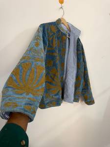 Wholesale Eco-Friendly Cotton Lining Handmade <b>Velvet</b> Embroidered Boho <b>Jacket</b> Custom Embroidery <b>Men</b> Women Floral Design Suzani - Product Image 3