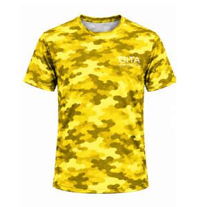 <b>Yellow</b> Camo T <b>Shirt</b> <b>Men</b> Short Sleeve Crew Neck Camouflage Printed Sports Training Fitness Running Gym Workout Performance - Product Image 1