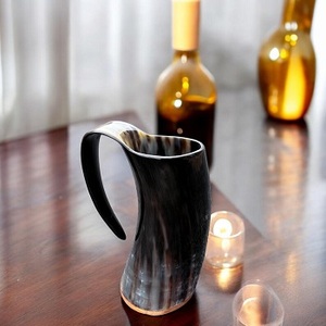 Taza de cuerno de búfalo estilo americano hecha a mano F S INTERNATIONAL con asa pulida, ecológica, con empaque personalizado para fiestas - Product Image 1
