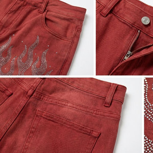 Pantalones Cortos de Mezclilla Casuales de Verano para Hombre, Color Sólido, Lavados, con Adornos de Diamantes de Imitación, Logotipo Personalizado, Corte Holgado, Cintura Elástica, Último Diseño - Product Image 6