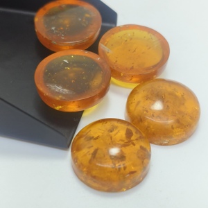 Cabujón de Ámbar Báltico de Resina de Corte Redondo, Gema Suelta para la Fabricación de Joyas - Product Image 1