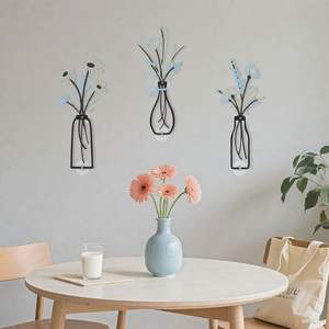 Set di 3 Decorazioni Rustiche Minimaliste in Metallo a Forma di Fiore per Parete, Senza Foratura, Grigio, per Soggiorno, Sala da Pranzo, Regalo di Benvenuto - Product Image 6