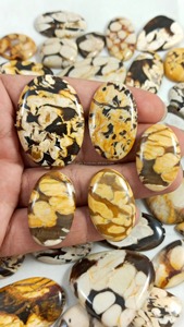 Cabochon en jaspe naturel couleur bois d'arachide, mélange marron beige, formes variées, pour enroulement de fil, vente en gros, fabrication de bijoux, pierre en vrac - Product Image 5