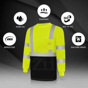 Camisa de Trabajo de Alta Visibilidad, 100% Algodón, Ligera, Reflectante, Resistente al Fuego, Duradera, ANSI Clase 1, Impermeable, con Luz LED Intermitente y Logotipo Personalizado - Product Image 5
