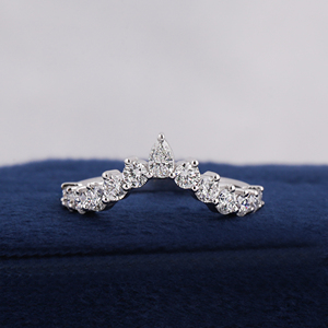 Bague de fiançailles pour femme en diamant de laboratoire, or massif 14 carats, coupe poire et ronde, style classique, certifiée IGI, 3,5-4 g, 1 TCW, couleur E - Product Image 4