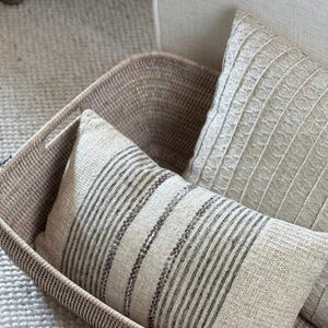 Panier de rangement rectangulaire en rotin pour l'organisation de la maison, panier ouvert en osier naturel pour chambre, salon, étagère, placard - Product Image 5