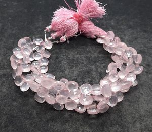 ลูกปัดโรสควอตซ์ทรงหัวใจเหลี่ยมเพชรพลอยขนาด 8-9 มม. ลูกปัดหินโรสควอตซ์สีชมพูธรรมชาติทรงหัวใจ ขนาด 8 นิ้ว - Product Image 5